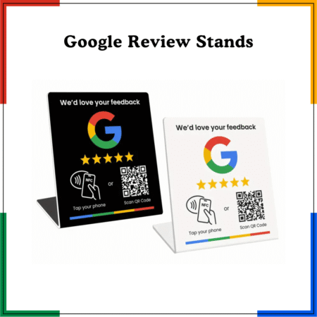 Home 21 Nfc &Amp; Qr Google Review Stands – Easy Feedback Collection - Black And White